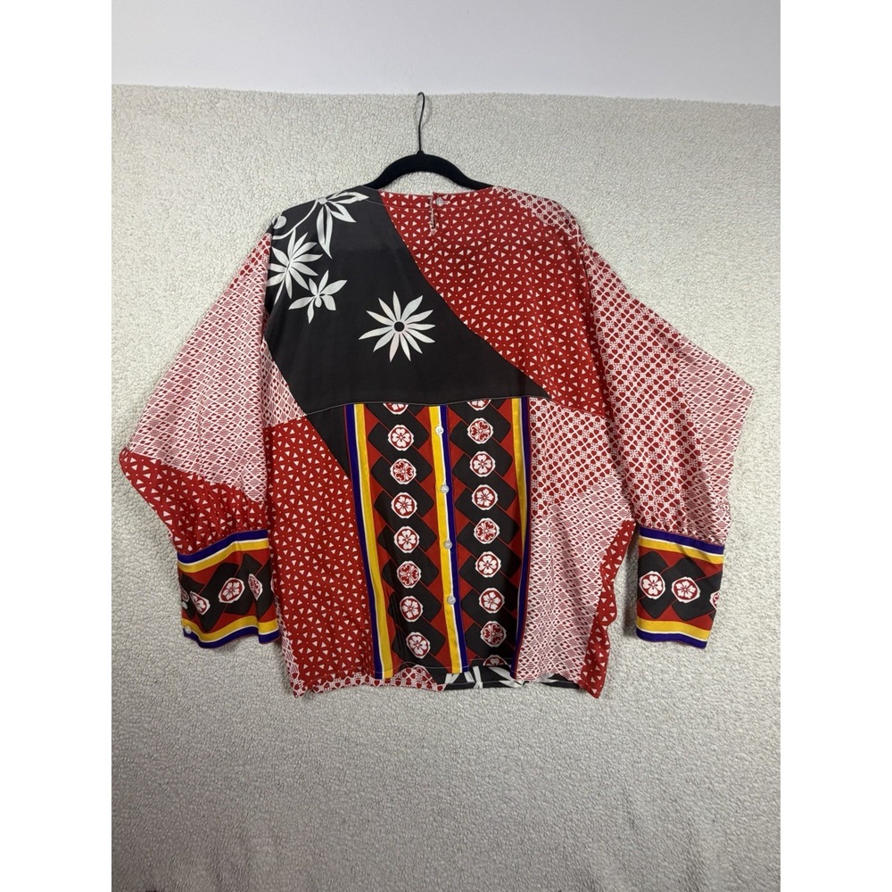 ESCADA Margaretha Ley Silk Vintage Chinese Peking Opera Mask 2 Pc Blouse Skirt - Picture 3 of 15